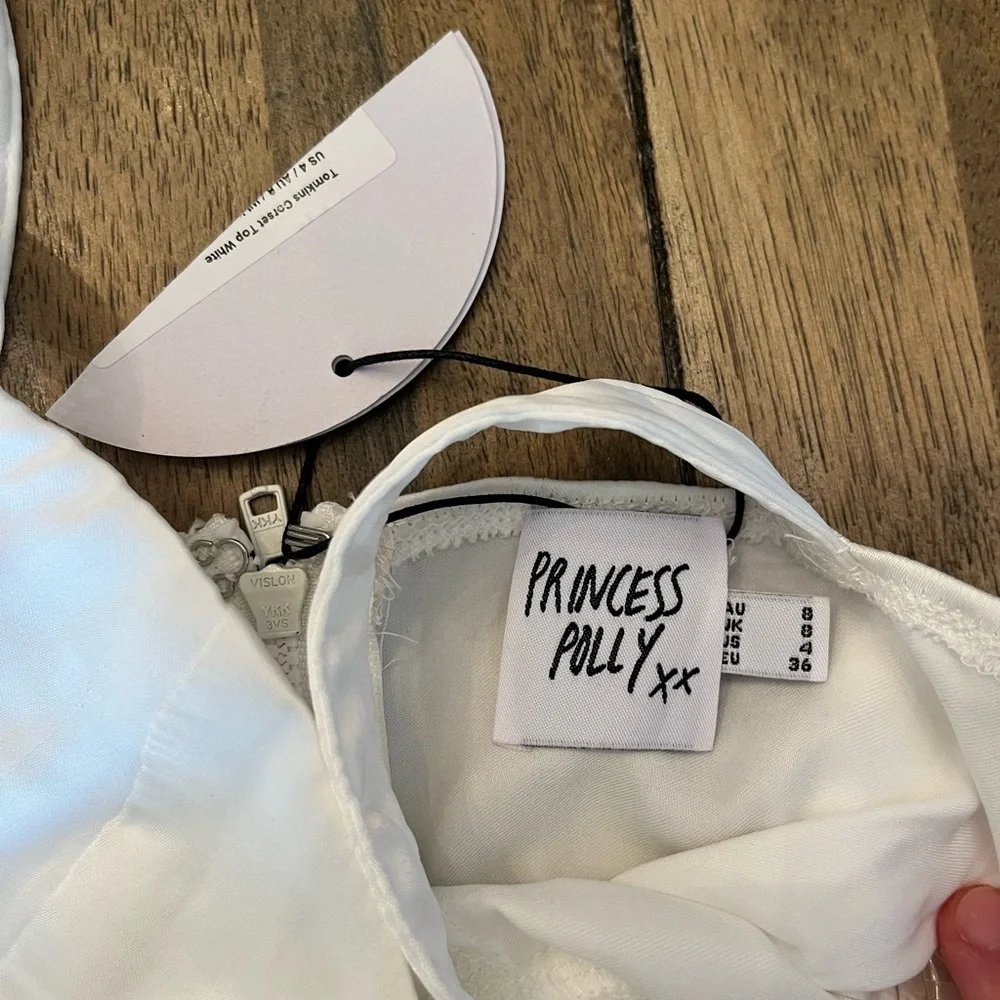 NWT Princess Polly White Satin Corset Crop Top size 4 - Picture 2 of 10